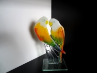 glazen duo urn vogels