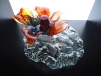 mini urn glas klaproos