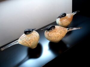 vogel mini urnen glas aardetinten