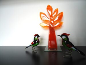 mini urn gedenkboom vogels glas