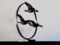 klein urn beeld vogels brons