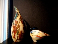 glazen vogel urn modern kleur